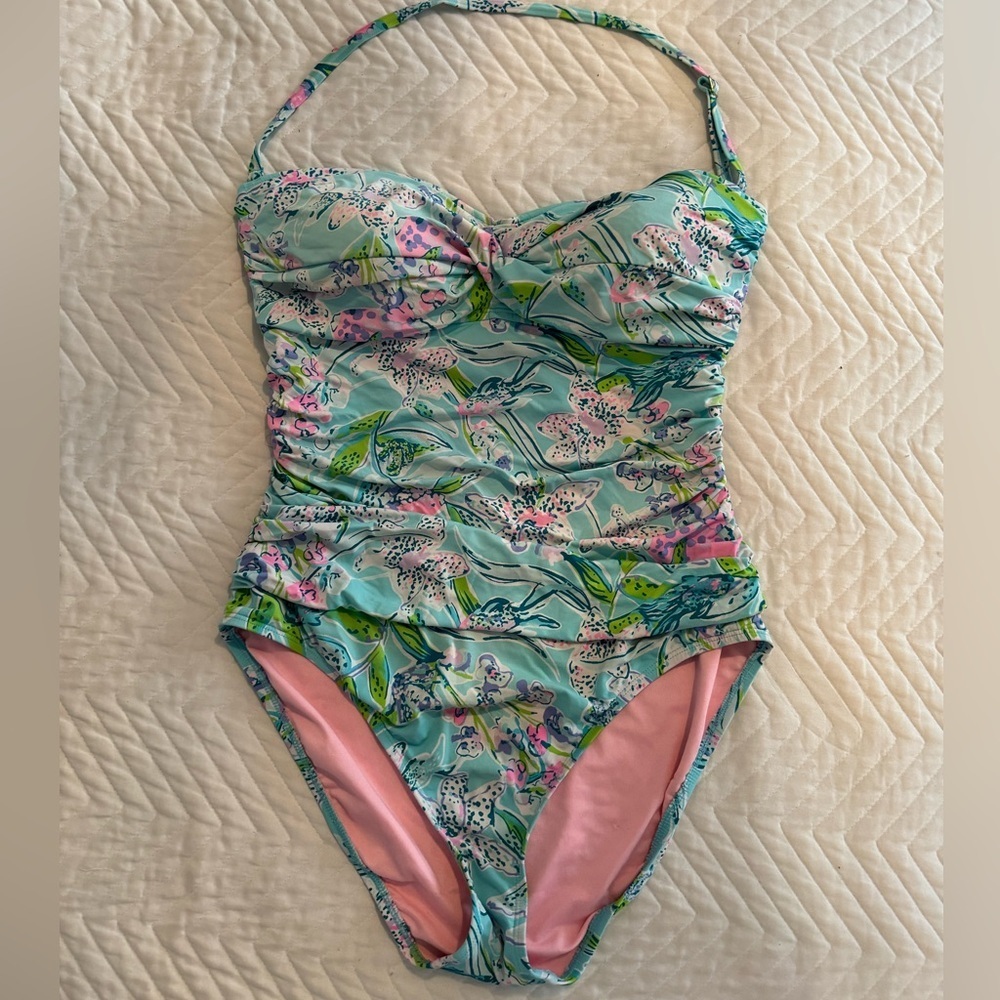 Lilly Pulitzer Flamenco One Piece Swimsuit Sway This Way Removable Strap 14 - Picture 1 of 13